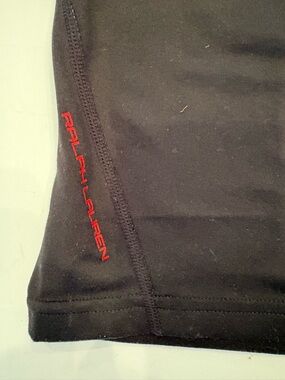 Ralph Lauren Black Top with Vertical Red Logo Stitching
